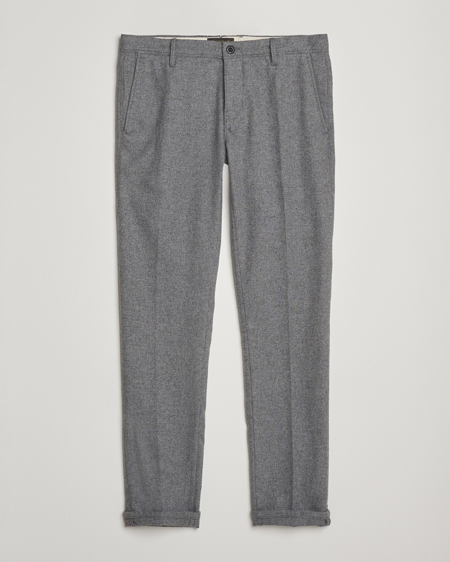 Homme | Pantalons | Incotex | Slim Fit Washed Flannel Slacks Light Grey
