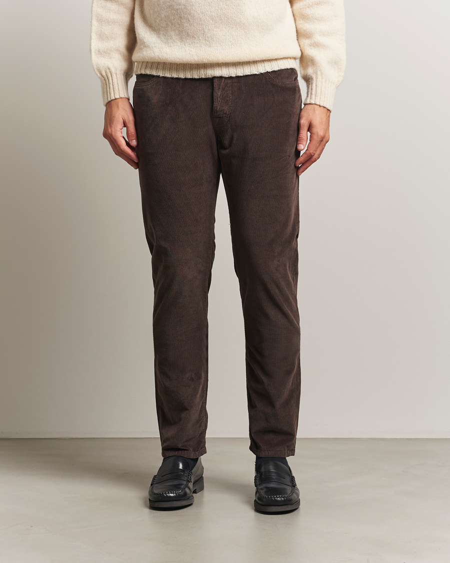 Homme | Pantalons | Jacob Cohën | Bard 5-Pocket Medium Corduroy Trousers Brown