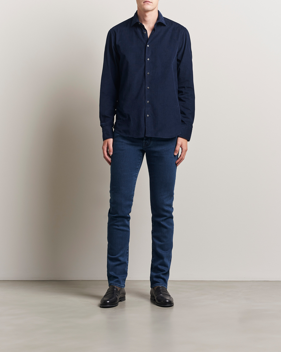 Homme | Jeans | Jacob Cohën | Bard Slim Fit Trunk Patch Stretch Jeans Mid Blue
