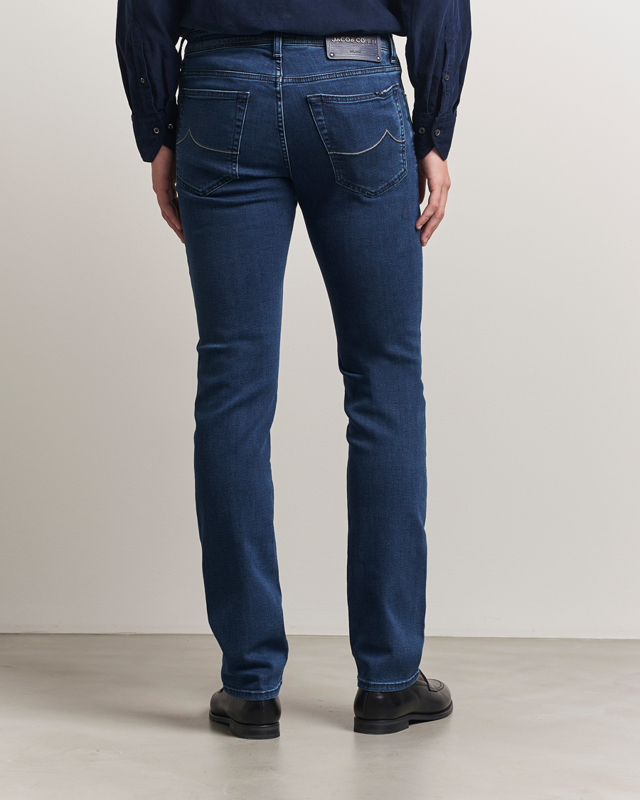 Homme | Jeans | Jacob Cohën | Bard Slim Fit Trunk Patch Stretch Jeans Mid Blue