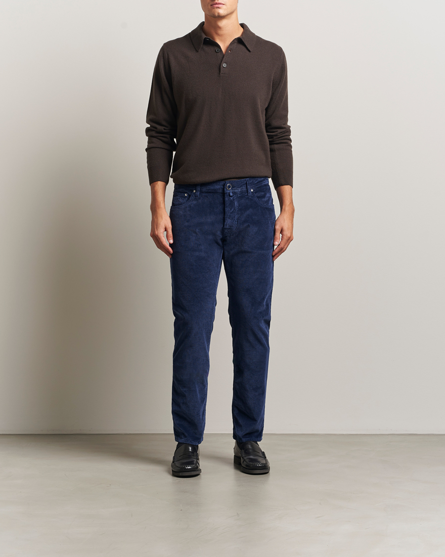 Homme | Pantalons | Jacob Cohën | Bard 5-Pocket Medium Corduroy Trousers Dark Blue