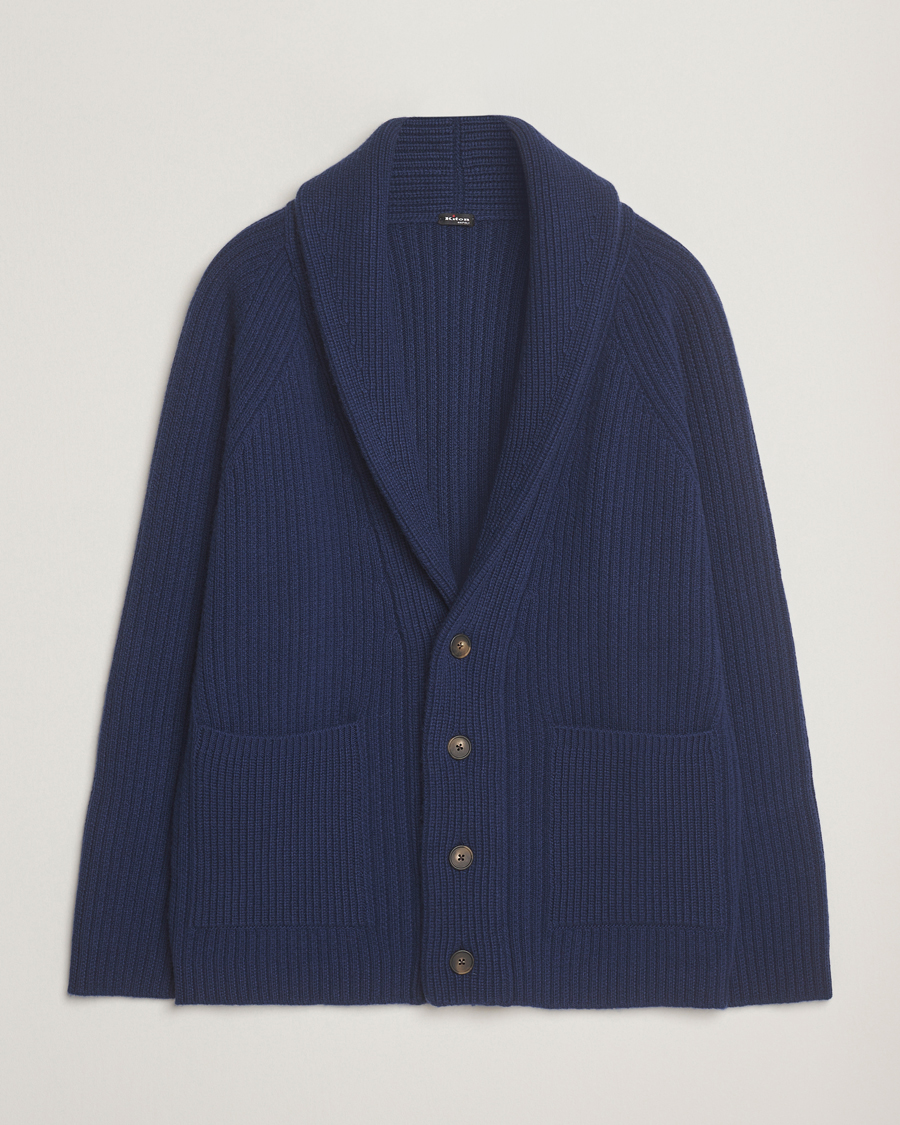 Homme | Pulls Et Tricots | Kiton | Cashmere Rib Shawl Cardigan Navy