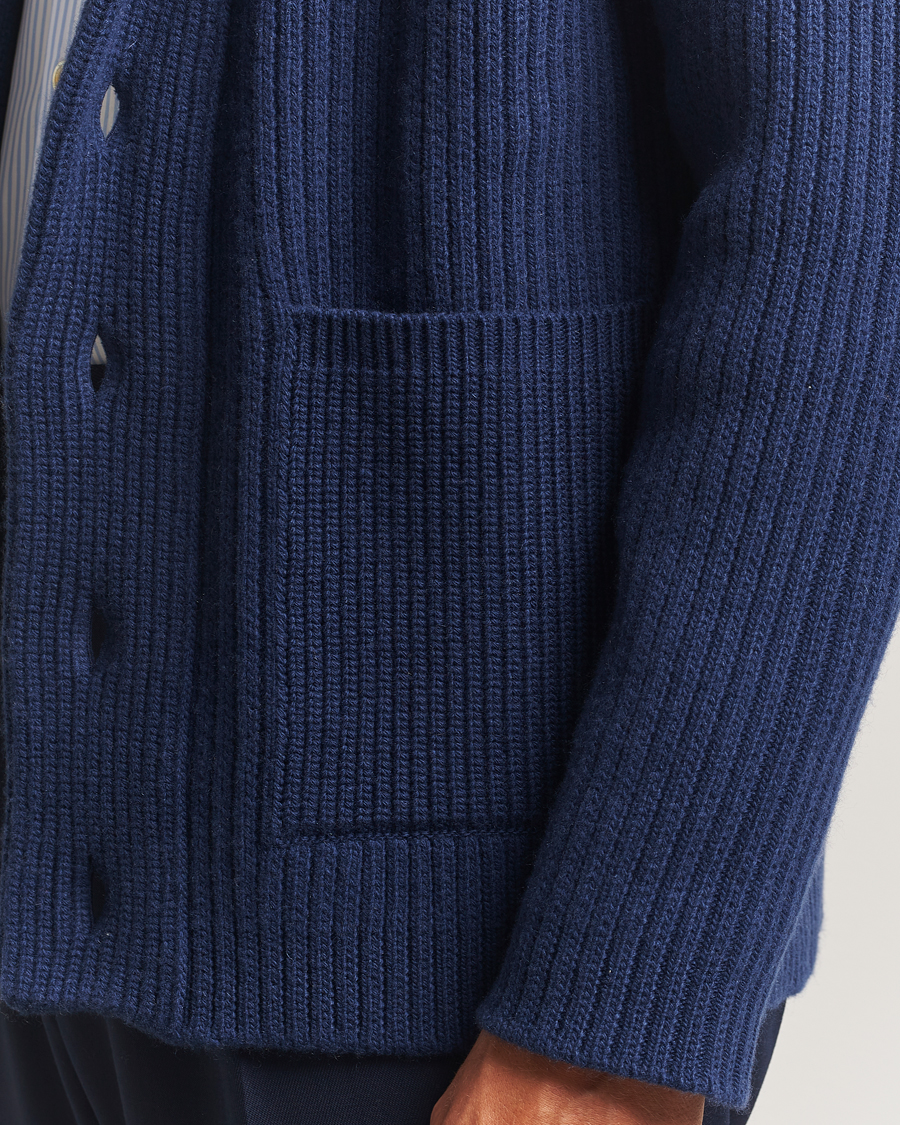 Homme | Pulls Et Tricots | Kiton | Cashmere Rib Shawl Cardigan Navy