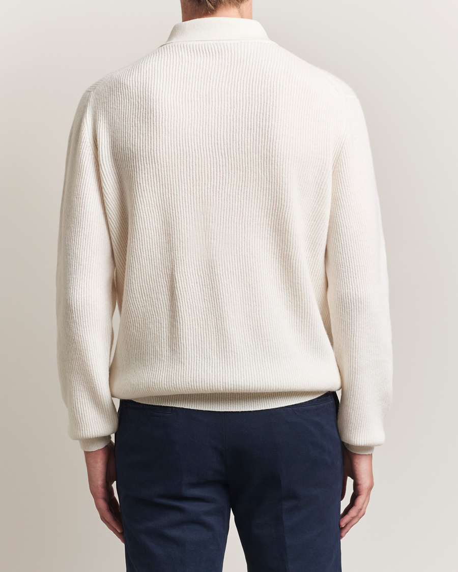 Homme | Pulls Et Tricots | Kiton | Cashmere Rib Long Sleeve Polo Light Beige