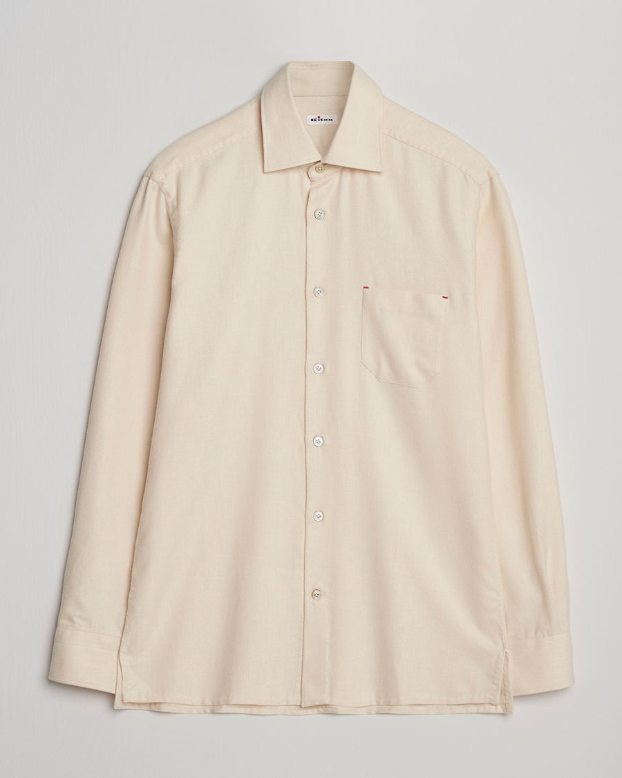 Homme | Chemises | Kiton | Cotton Flannel Sport Shirt Cream