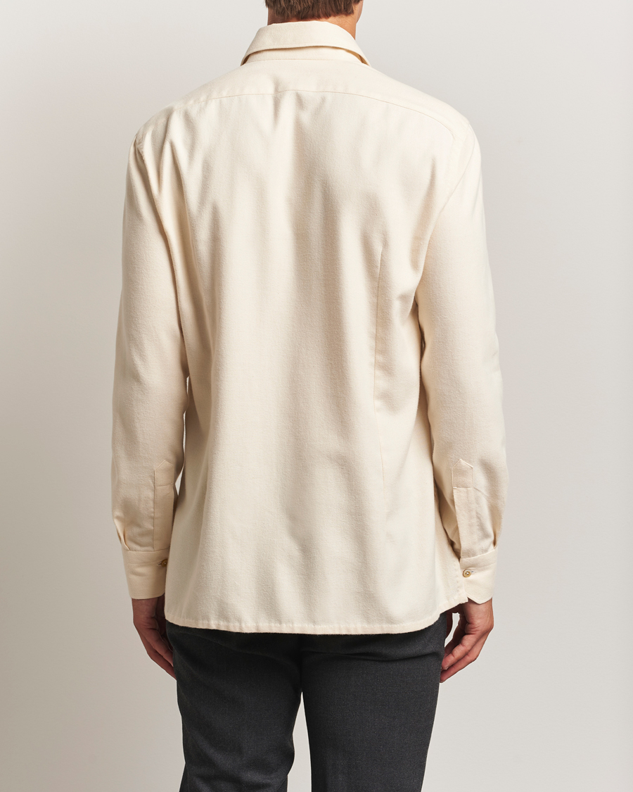 Homme | Chemises | Kiton | Cotton Flannel Sport Shirt Cream