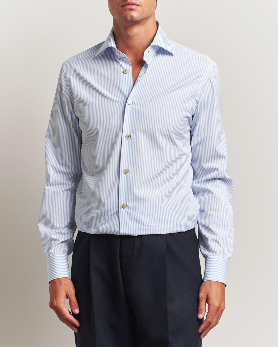 Homme | Chemises | Kiton | Cotton Dress Shirt Light Blue Stripe