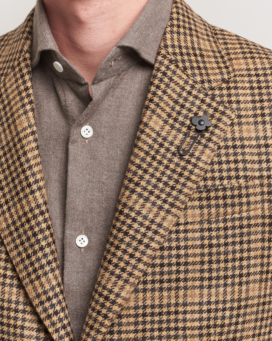 Homme | Blazers | Lardini | Wool/Cashmere Houndstooth Overcheck Blazer Brown