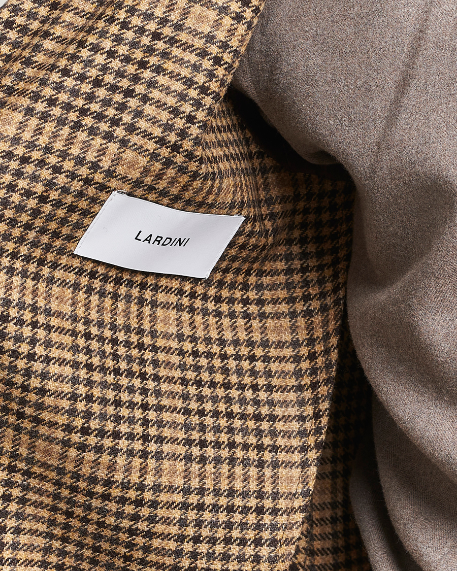 Homme | Blazers | Lardini | Wool/Cashmere Houndstooth Overcheck Blazer Brown