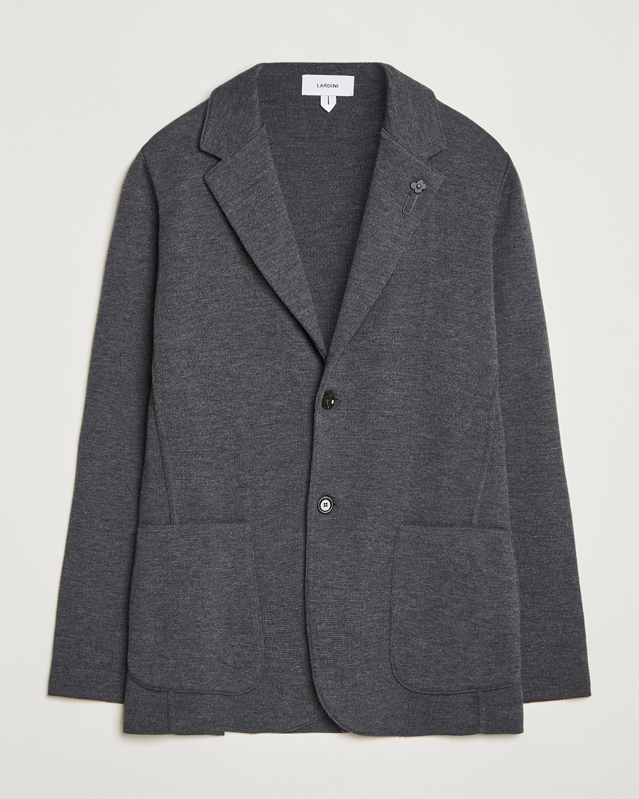 Homme | Blazers | Lardini | Knitted Wool Blazer Dark Grey