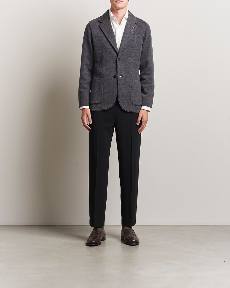Homme | Blazers | Lardini | Knitted Wool Blazer Dark Grey