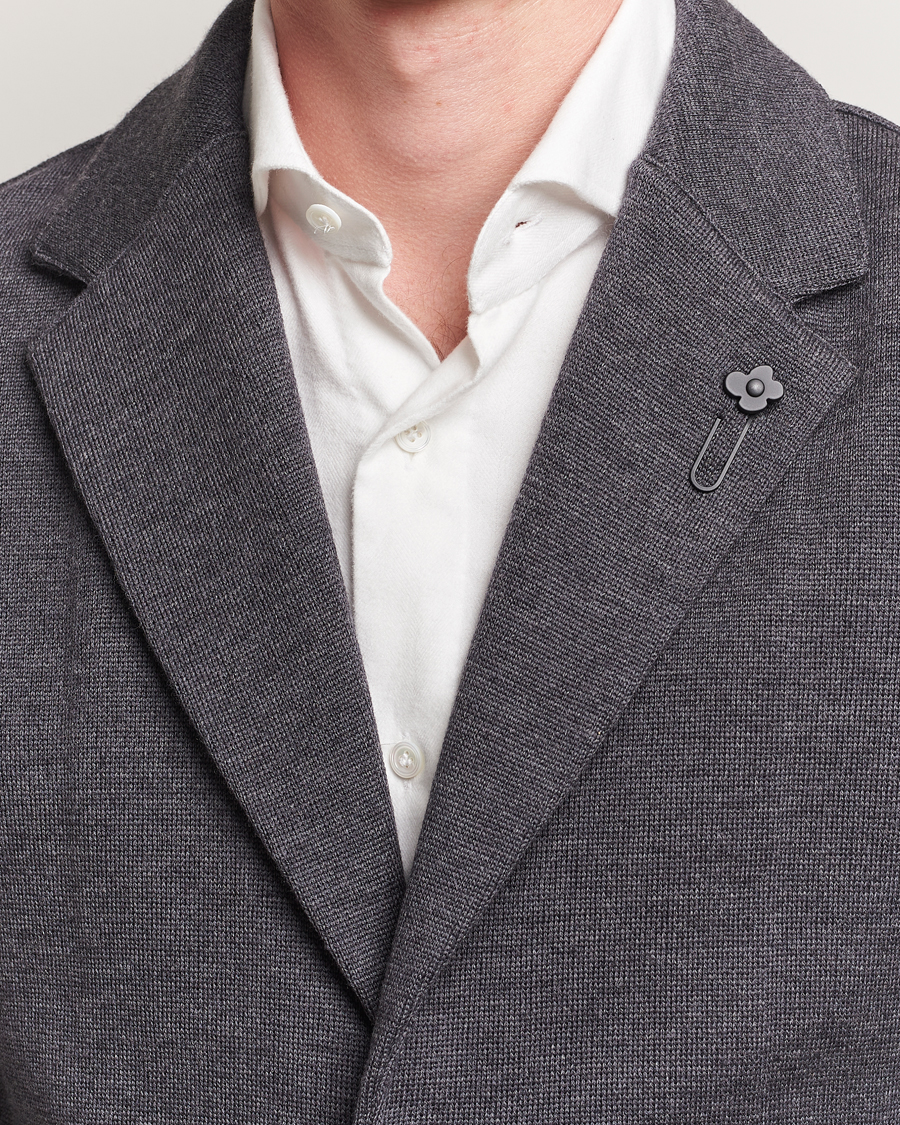 Homme | Blazers | Lardini | Knitted Wool Blazer Dark Grey