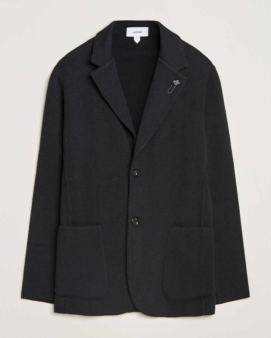 Homme | Blazers | Lardini | Knitted Wool Blazer Black