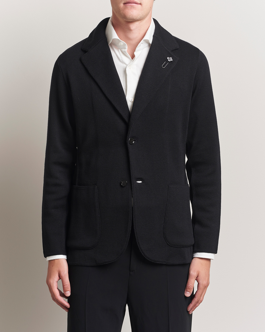Homme | Blazers | Lardini | Knitted Wool Blazer Black