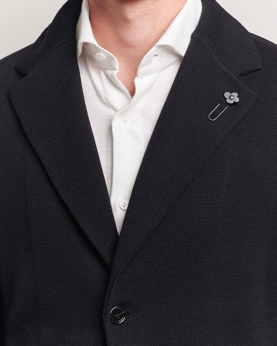 Homme | Blazers | Lardini | Knitted Wool Blazer Black