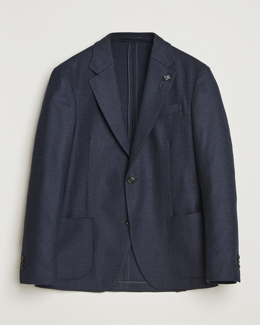 Homme | Blazers | Lardini | Checked Wool Blazer Navy