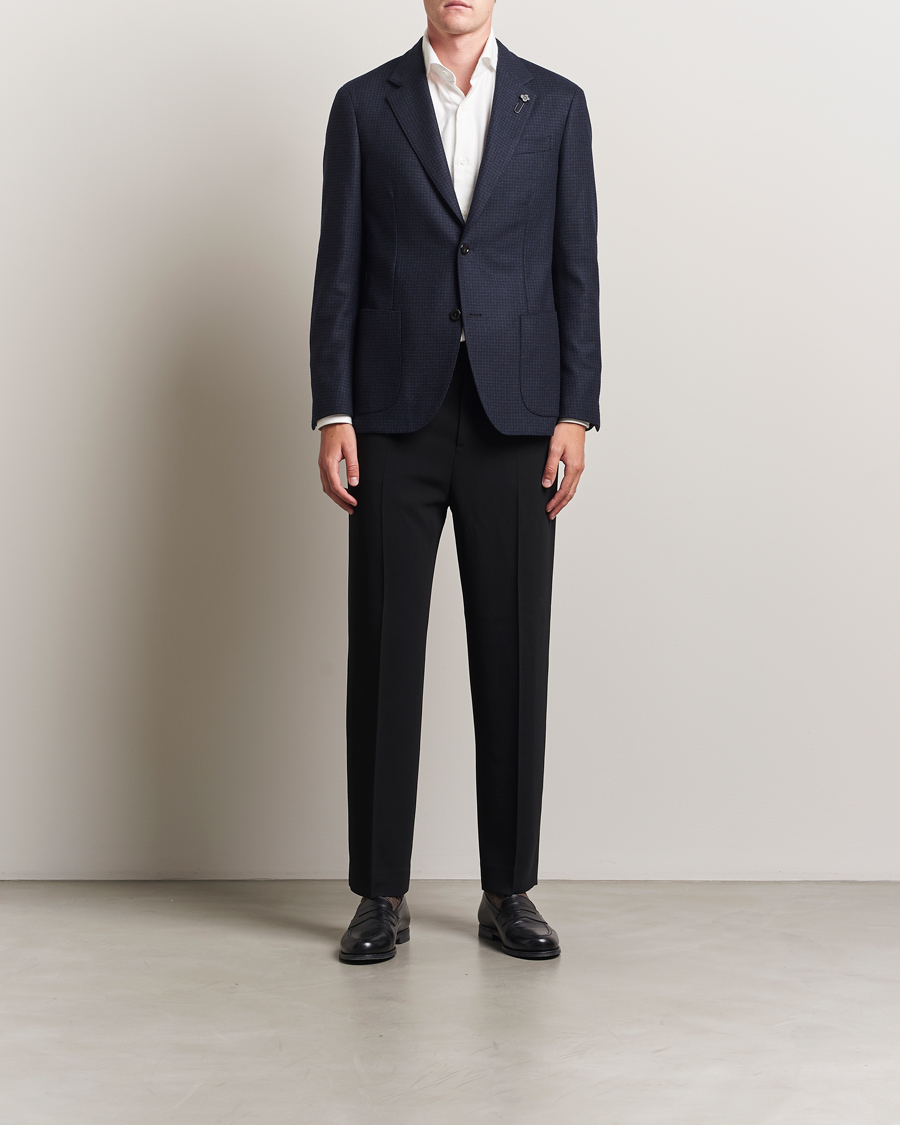 Homme | Blazers | Lardini | Checked Wool Blazer Navy