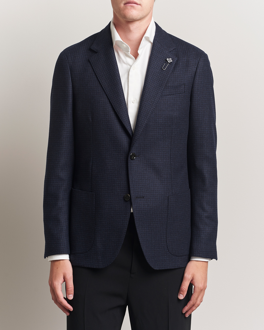 Homme | Blazers | Lardini | Checked Wool Blazer Navy