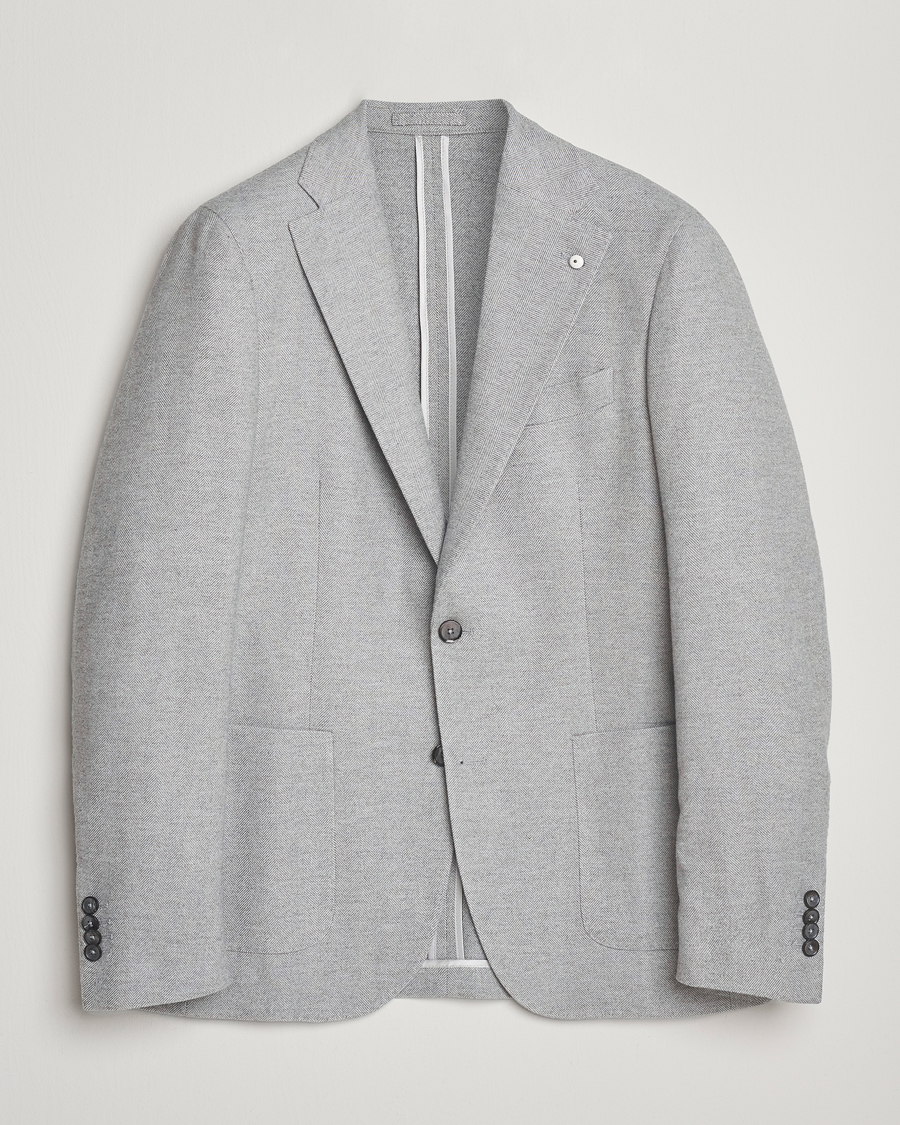 Homme | Blazers | L.B.M. 1911 | Jack Herringbone Cotton Blazer Light Grey
