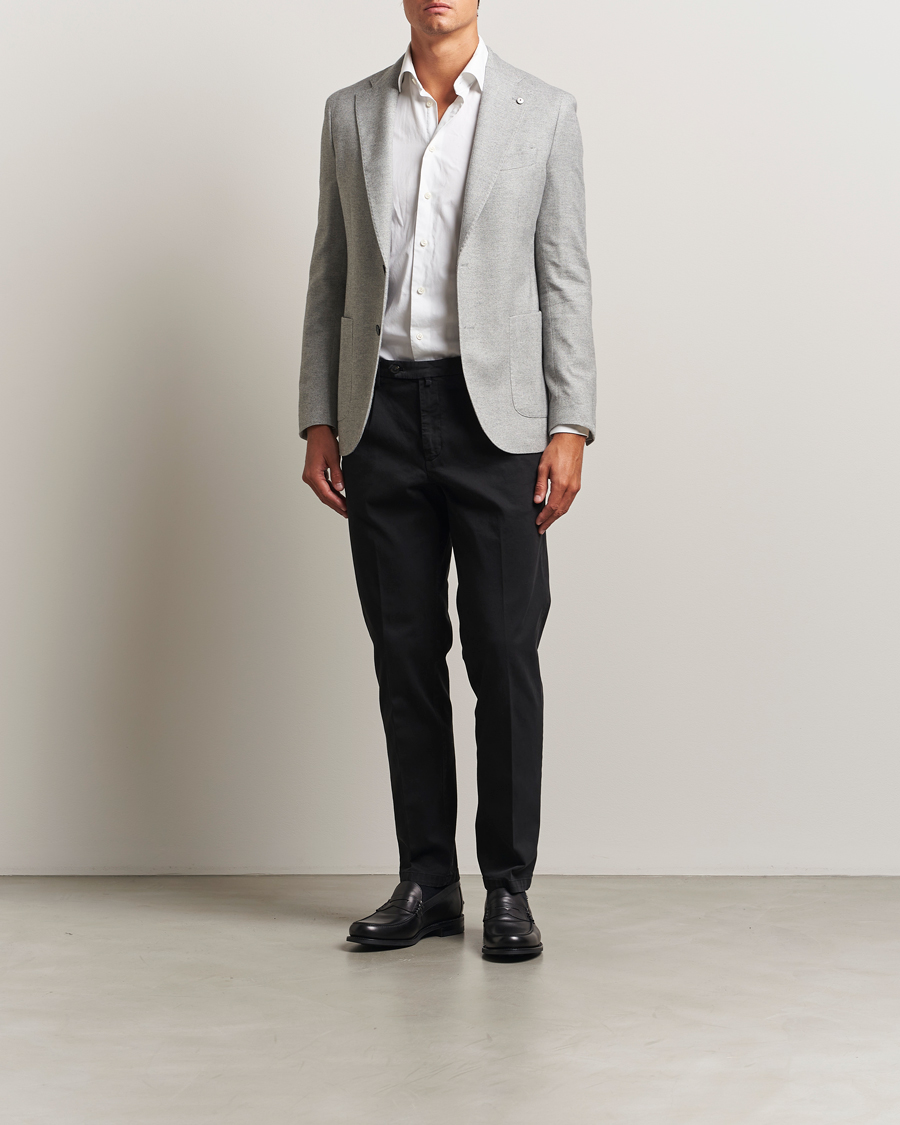 Homme | Blazers | L.B.M. 1911 | Jack Herringbone Cotton Blazer Light Grey
