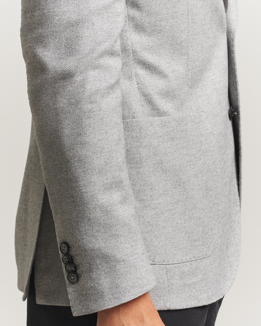Homme | Blazers | L.B.M. 1911 | Jack Herringbone Cotton Blazer Light Grey