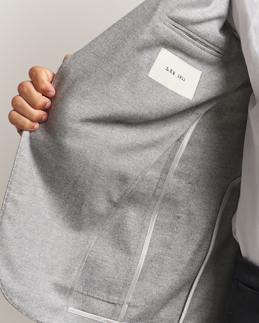 Homme | Blazers | L.B.M. 1911 | Jack Herringbone Cotton Blazer Light Grey
