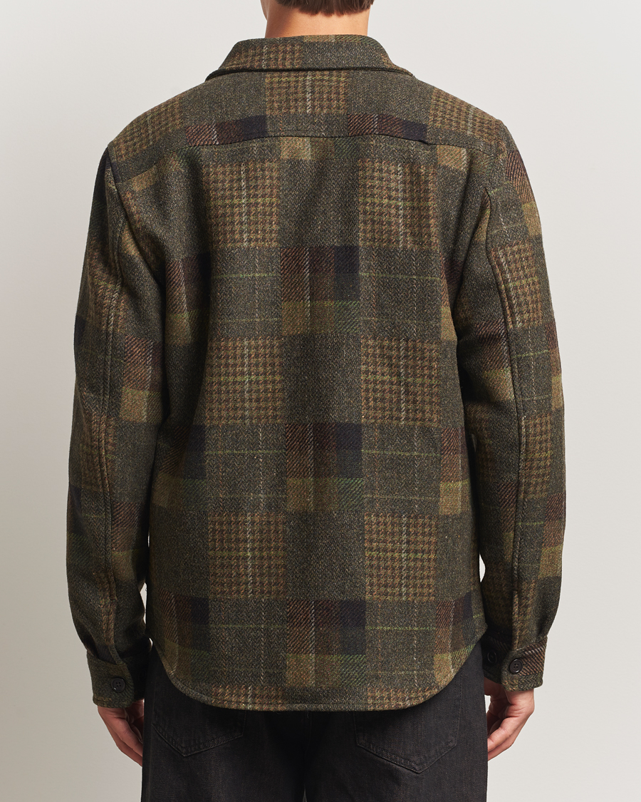 Homme | Chemises | LES DEUX | Kody Patchwork Wool Overshirt Green
