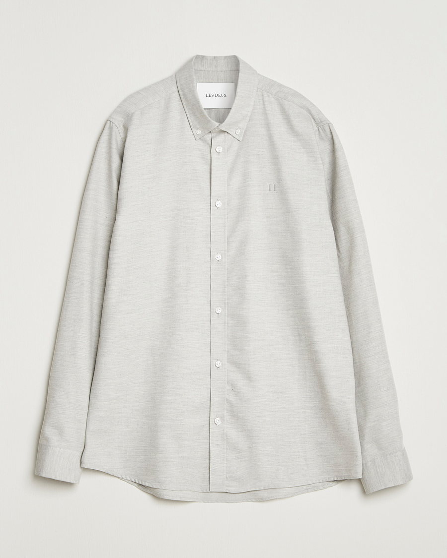Homme | Chemises | LES DEUX | Dessert Reg Flannel Shirt Grey Melange