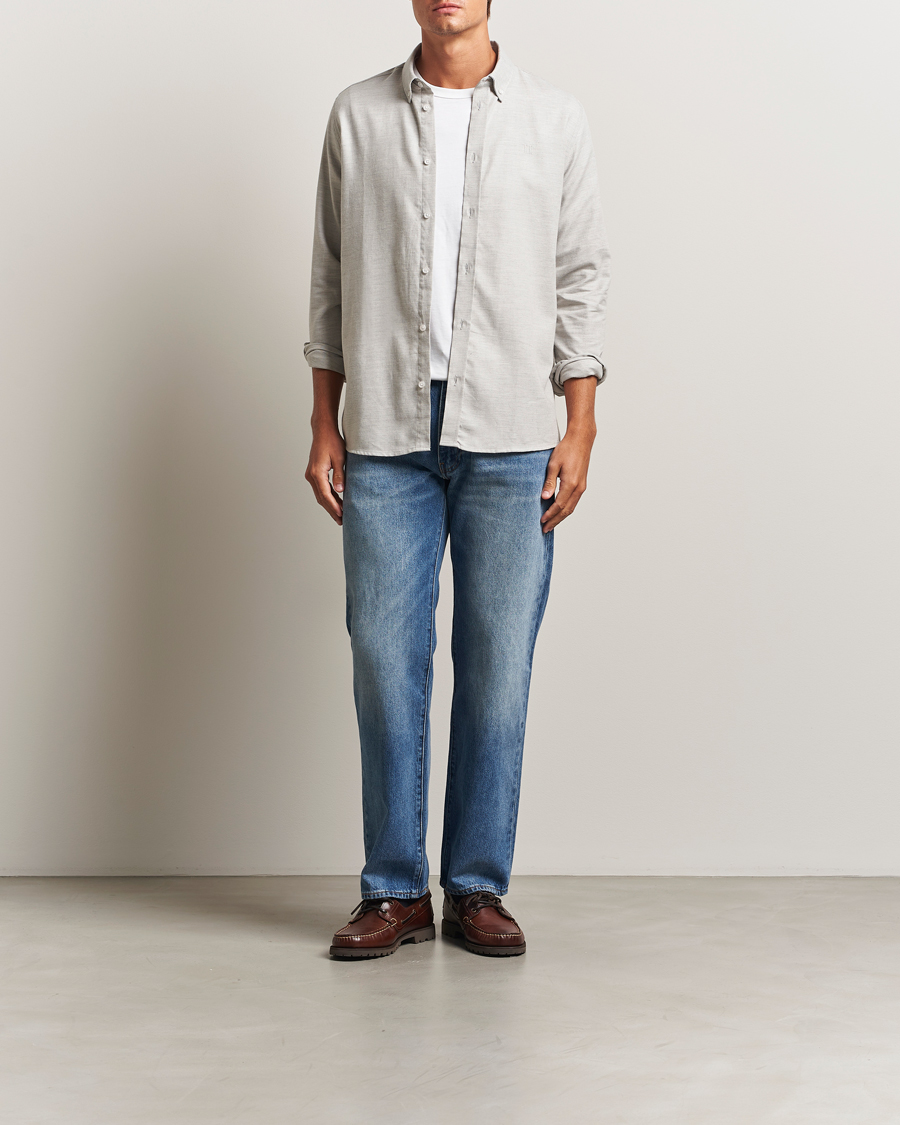 Homme | Chemises | LES DEUX | Dessert Reg Flannel Shirt Grey Melange