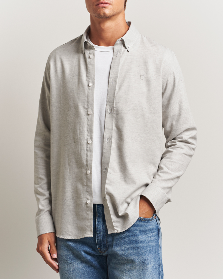 Homme | Chemises | LES DEUX | Dessert Reg Flannel Shirt Grey Melange