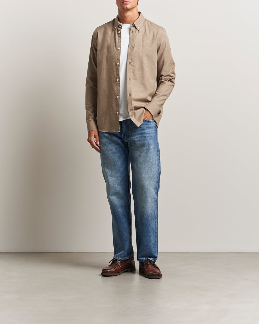 Homme | Chemises | LES DEUX | Dessert Reg Flannel Shirt Light Brown