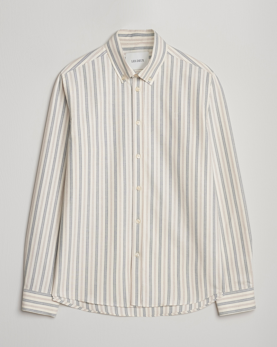 Homme | Chemises | LES DEUX | Konrad Striped Oxford Shirt Light Ivory