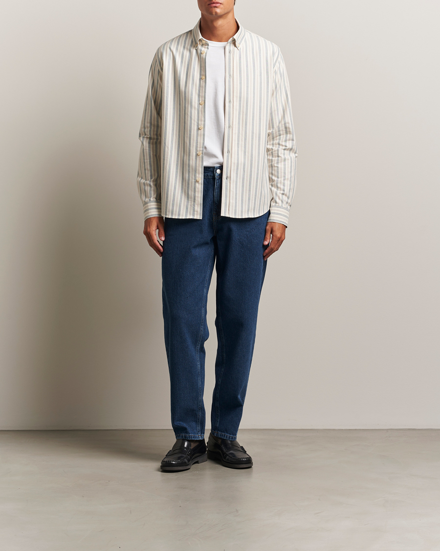 Homme | Chemises | LES DEUX | Konrad Striped Oxford Shirt Light Ivory