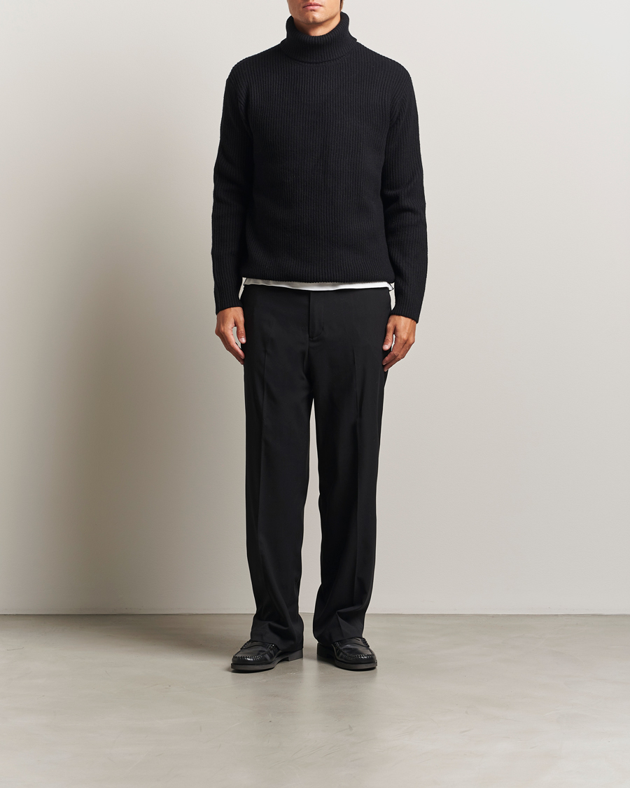 Homme | Pulls Et Tricots | LES DEUX | Eddie Wool Rib Rollneck Black