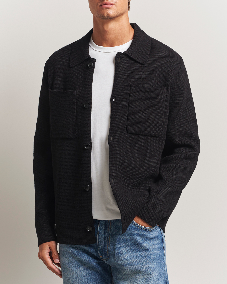 Homme | Pulls Et Tricots | LES DEUX | Fisher Cotton Milano Knitted Overshirt Black