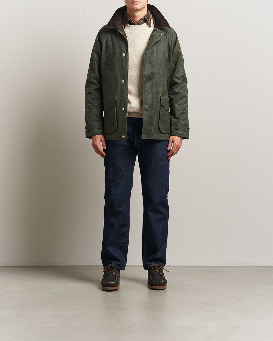 Homme | Manteaux Et Vestes | Manifattura Ceccarelli | Rain Caban Wax Cloth Dark Green