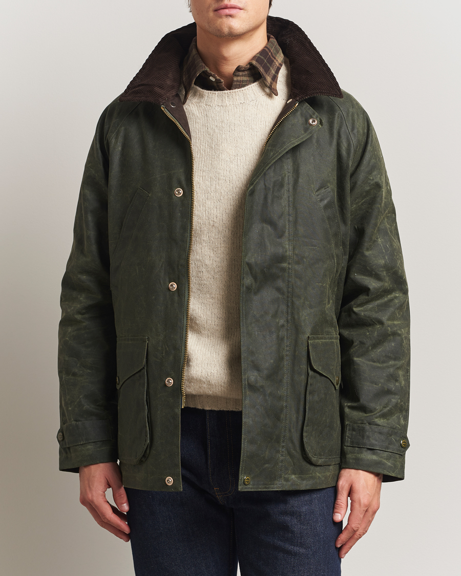 Homme | Manteaux Et Vestes | Manifattura Ceccarelli | Rain Caban Wax Cloth Dark Green
