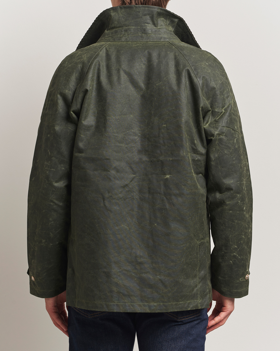 Homme | Manteaux Et Vestes | Manifattura Ceccarelli | Rain Caban Wax Cloth Dark Green