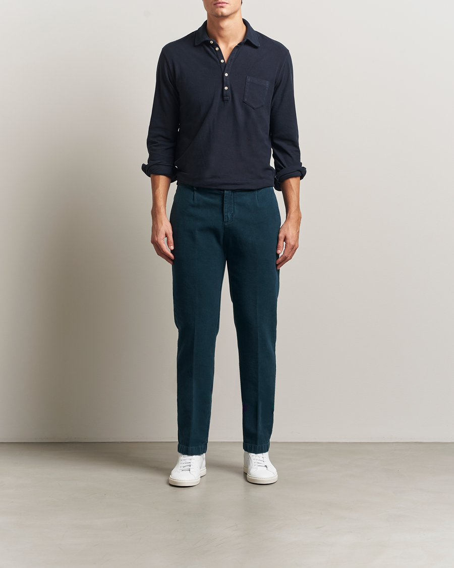 Homme | Pantalons | Massimo Alba | Ionio Pleated Moleskine Trousers Petrol Blue