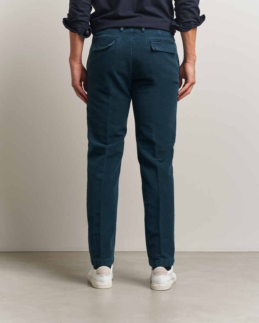 Homme | Pantalons | Massimo Alba | Ionio Pleated Moleskine Trousers Petrol Blue