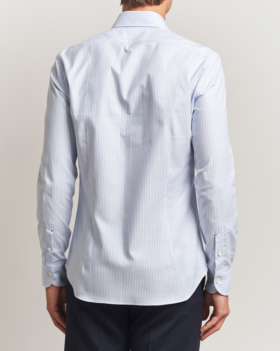 Homme | Chemises | Mazzarelli | Soft Oxford Button Down Shirt Light Blue Stripe