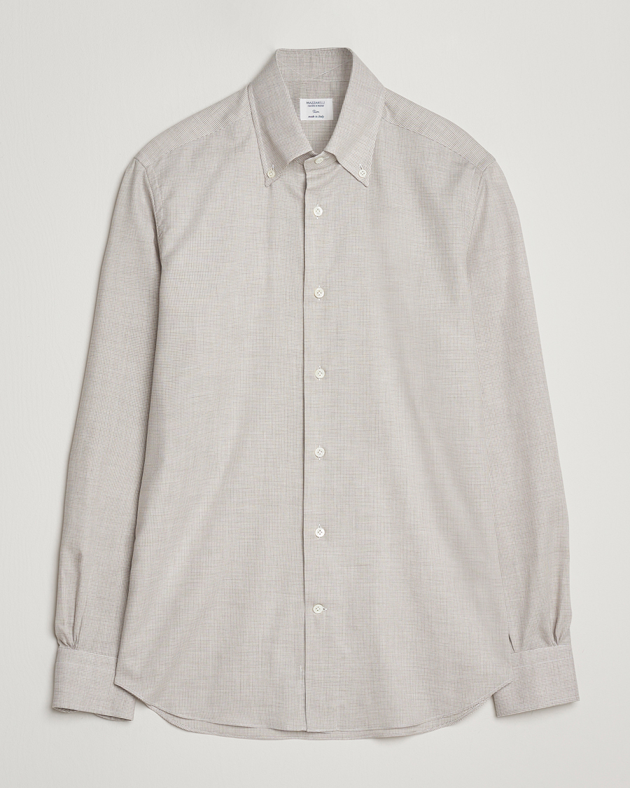 Homme | Chemises | Mazzarelli | Soft Flannel Button Down Shirt Beige