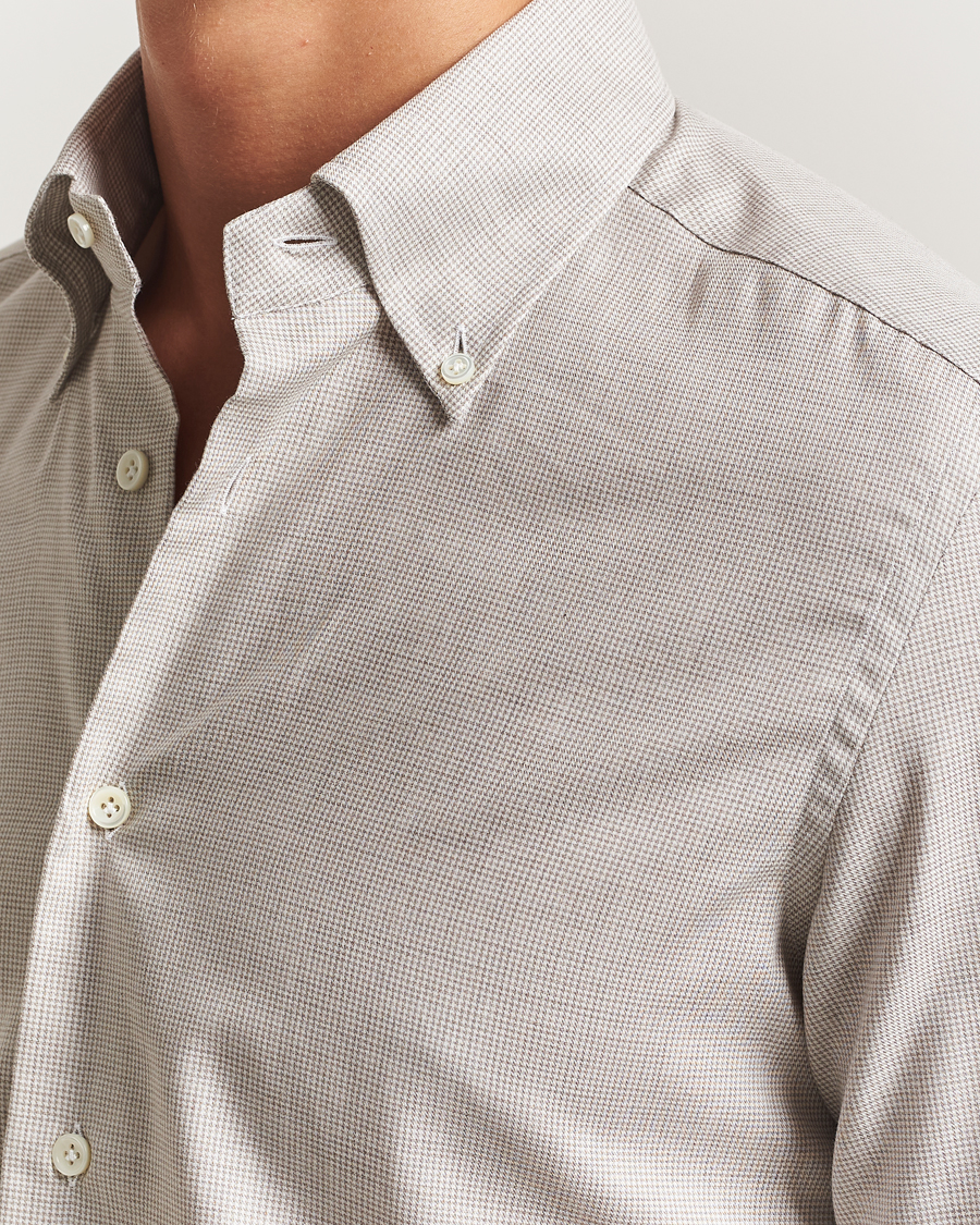 Homme | Chemises | Mazzarelli | Soft Flannel Button Down Shirt Beige