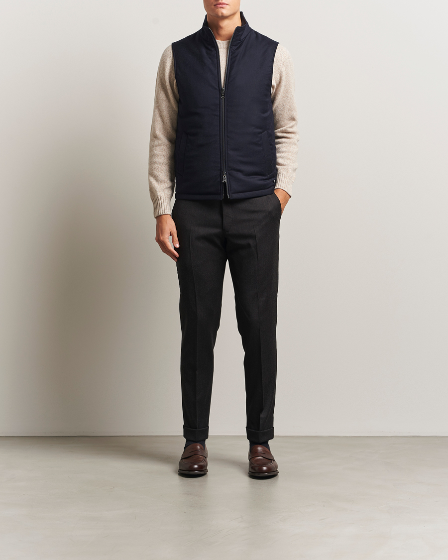 Homme | Manteaux Et Vestes | Oscar Jacobson | Nylon/Wool Reversible Vest Navy