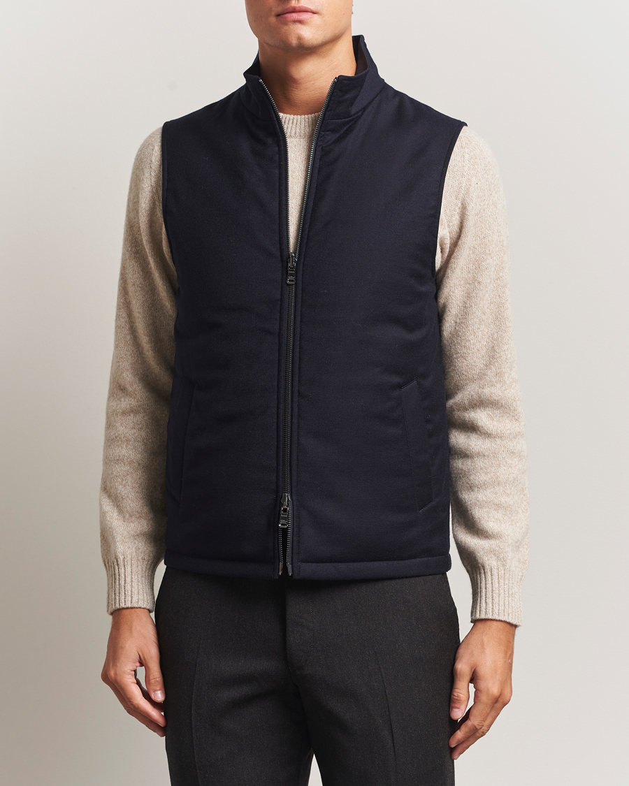 Homme | Manteaux Et Vestes | Oscar Jacobson | Nylon/Wool Reversible Vest Navy
