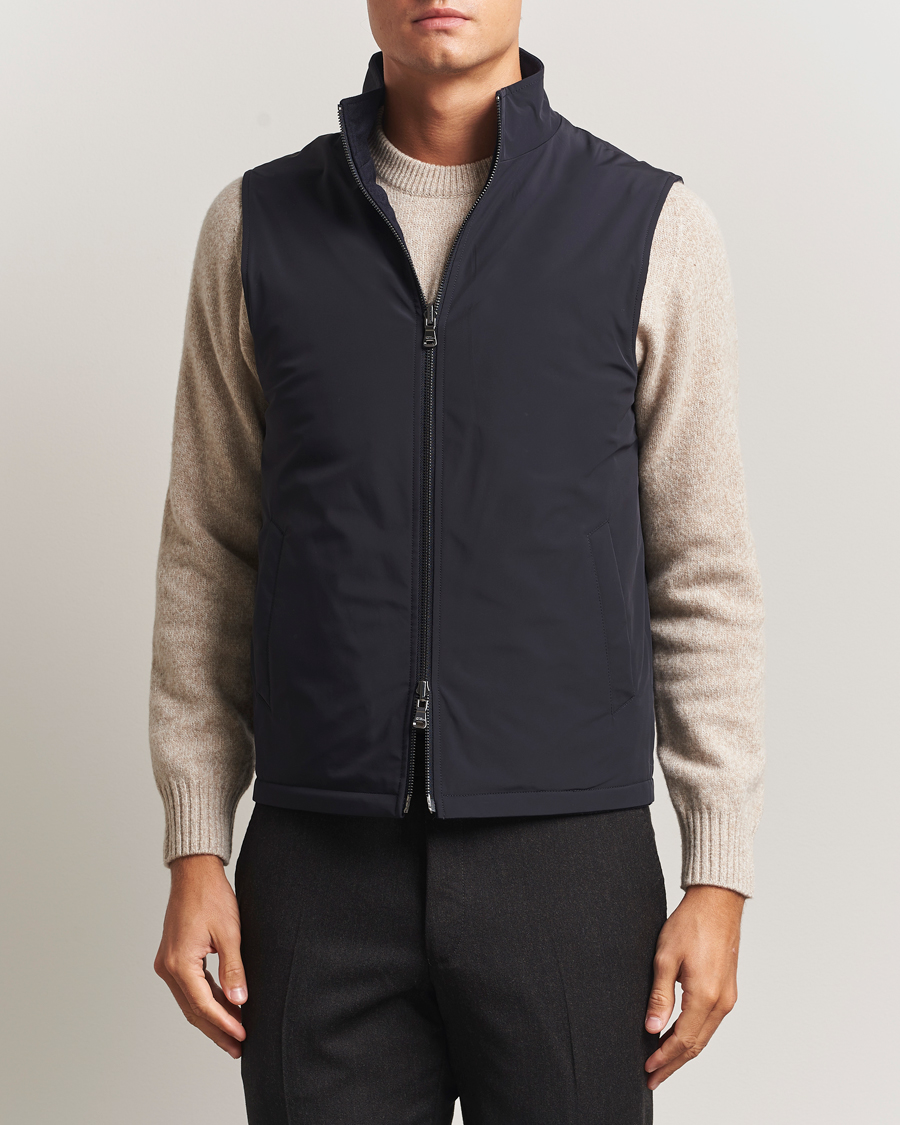 Homme | Manteaux Et Vestes | Oscar Jacobson | Nylon/Wool Reversible Vest Navy