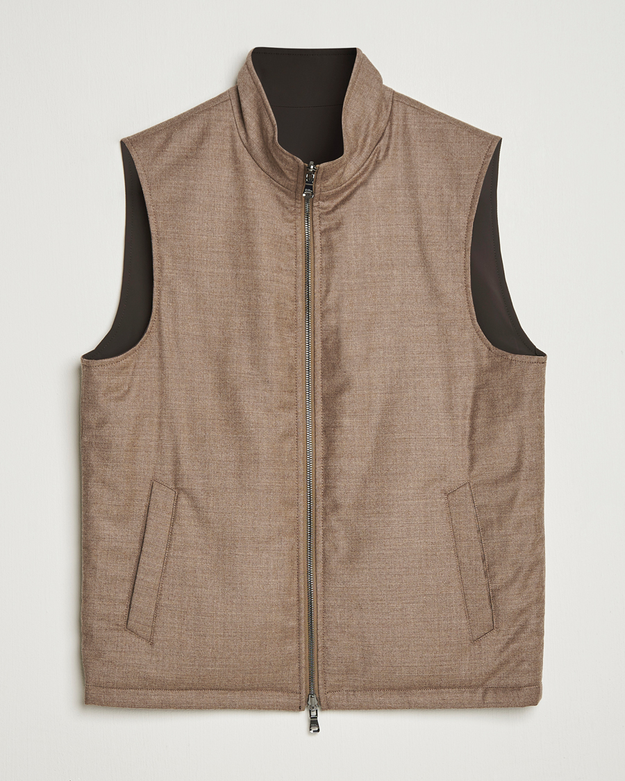 Homme | Gilets | Oscar Jacobson | Nylon/Wool Reversible Vest Brown