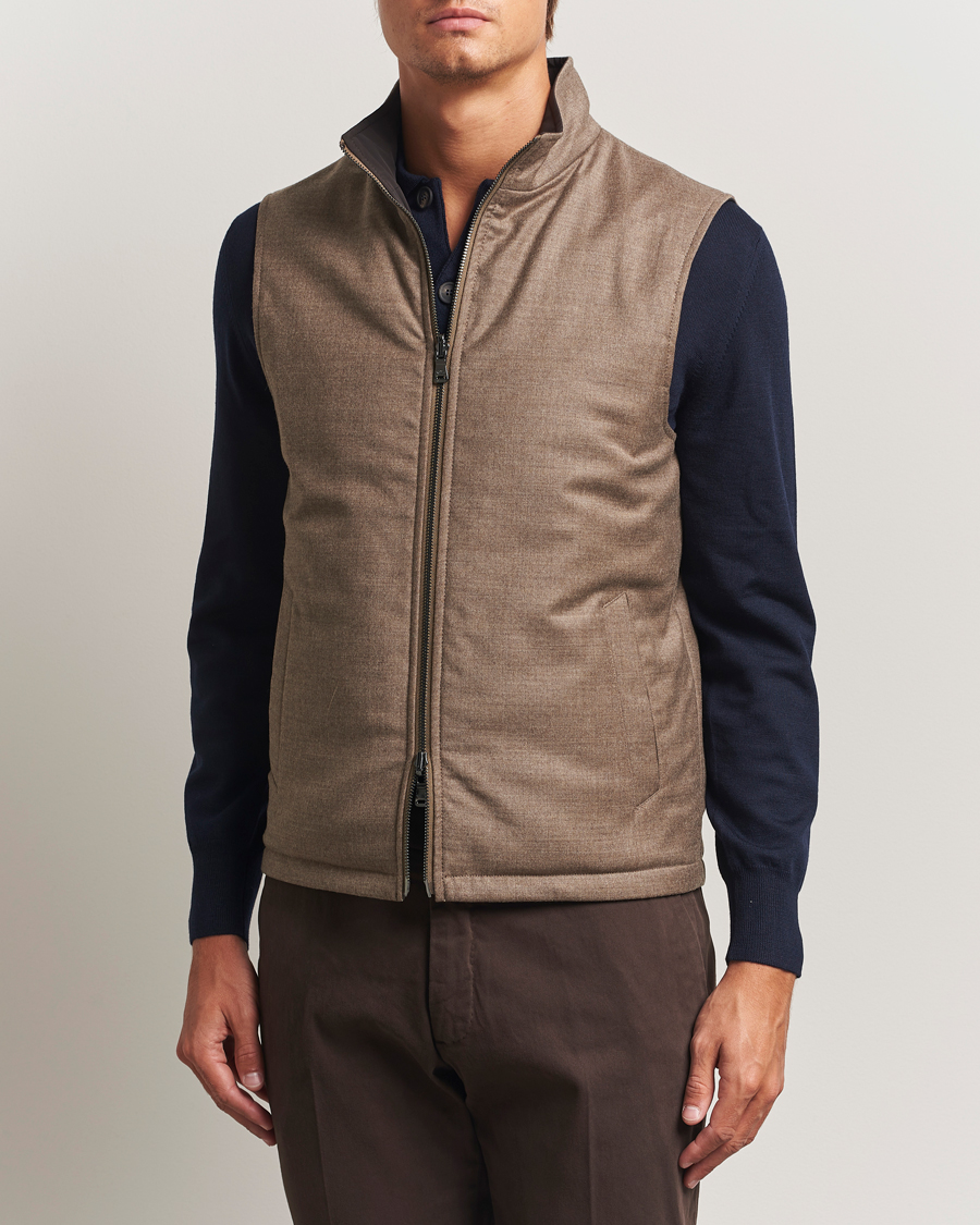 Homme | Manteaux Et Vestes | Oscar Jacobson | Nylon/Wool Reversible Vest Brown