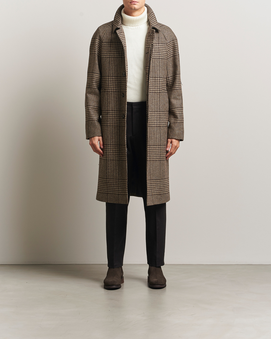 Homme | Manteaux Et Vestes | Oscar Jacobson | Raglan Check Wool Coat Brown