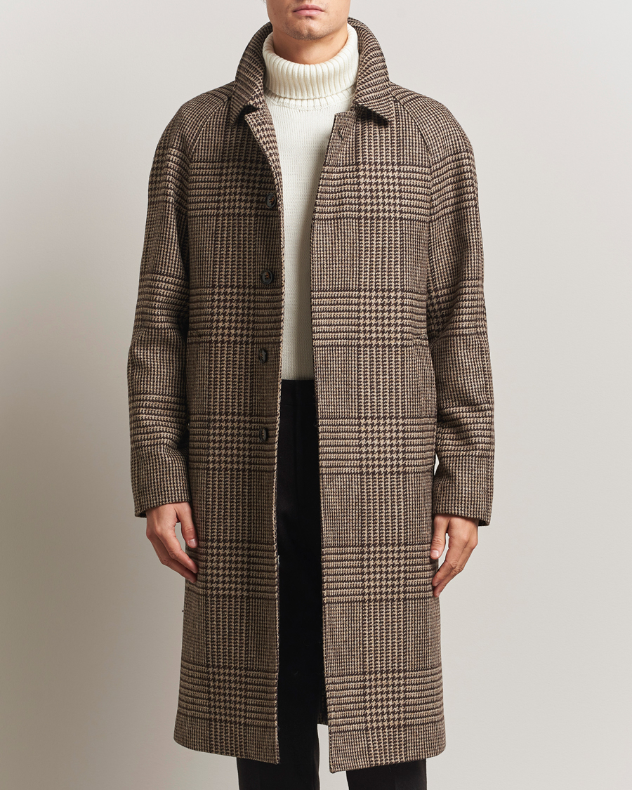 Homme | Manteaux Et Vestes | Oscar Jacobson | Raglan Check Wool Coat Brown